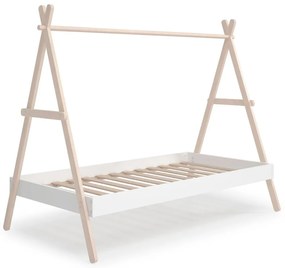 Biela/prírodná domčeková detská posteľ z borovicového dreva 90x200 cm Trufa – Marckeric