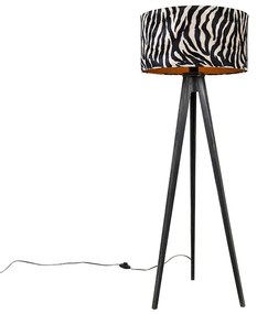 Stojacia lampa statív čierny s tienidlom zebra 50 cm - Tripod Classic