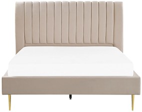 Zamatová posteľ 160 x 200 cm béžová MARVILLE Beliani