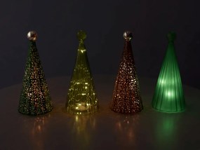 Sklenený svietiaci stromček TWINKLE s LED osvetlením 22 cm, hnedo-zelené odtiene