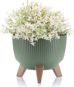 PLASTOVÝ KVETINÁČ ROSA LINEA ECO SADA 2KS 15X24,3 CM+18,3X29,2 CM ZELENÁ