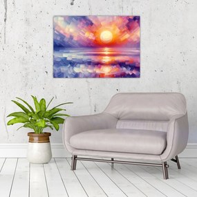 Sklenený obraz - Farebný umelecký západ slnka (70x50 cm)