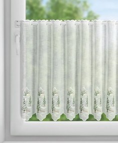 Vitrážková záclonová látka Vianoce v. 70 cm - Biela