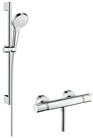 Hansgrohe Croma Select S, sprchová súprava Vario s termostatom Ecostat Comfort a sprchovou tyčou 65 cm, biela/chrómová, HAN-27013400