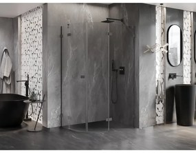 Mexen Lunar, pravý polkruhový sprchový kút 90 x 80 cm, 8mm číre sklo, grafitový profil, 833-090P-080L-95-00