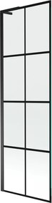 Mexen Next L, 1-krídlová vaňová zástena 60 x 150 cm, 6mm číre sklo-čierny vzor, čierny profil, 895-060-000-03-77-70