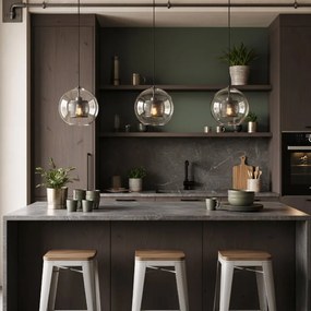 Toolight - Sklenená závesná lampa loft APP558-1CP 25cm 1xE27 60W, čierna, OSW-08751