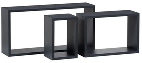 Polička nástěnná, sada 3 ks, MDF, barva šedá matná, baleno v ochranné fólii