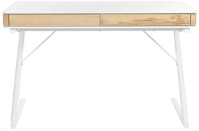Písací stôl z dubového dreva 120 x 60 biely FONTANA Beliani