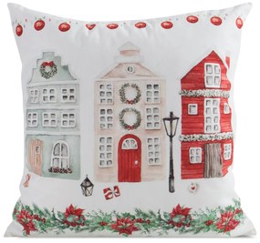 EUROFIRANY VIANOČNÁ DEKORAČNÁ OBLIEČKA NA VANKÚŠ HOUSE 45X45 CM VZOROVANÁ
