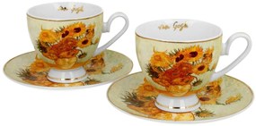 Porcelánová šálka na nohe s podšálkou Van Gogh Sunflowers 220 ml sada 2ks