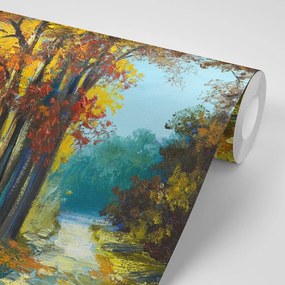 Samolepiaca tapeta maľované stromy vo farbách jesene - 375x250