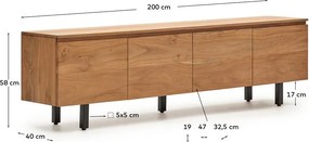 TV stolík z masívu akácie v prírodnej farbe 200x58x40 cm Uxue – Kave Home