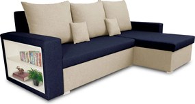 Rohová sedacia súprava s funkciou spania SAMI Námořnická modrá/krémová