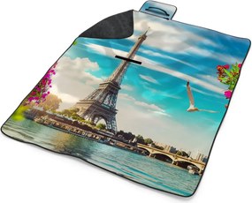 Sablio Plážová deka Paríž Eiffelova veža Mraky: 200x140 cm