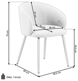 CLARA Béžová Latte (látka Monza 60)/čierne nohy – MODERNÁ ČALÚNENÁ  KRESLOVÁ STOLIČKA DO OBÝVAČKY/JEDÁLNE/KANCELÁRIE LOFT