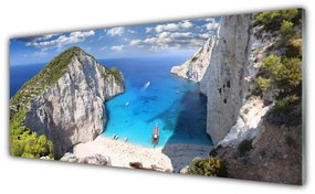 Obraz na akrylátovom skle Záliv hora pláž krajina 125x50 cm