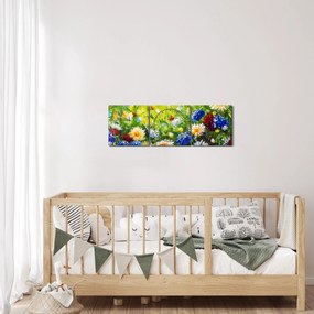 Obraz divokých kvetov (s hodinami) (90x30 cm)