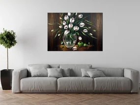 Gario Ručne maľovaný obraz Maľované tulipány Rozmery: 120 x 80 cm