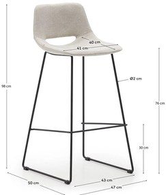 Béžová barová stolička (výška sedadla 76 cm) Zahara – Kave Home