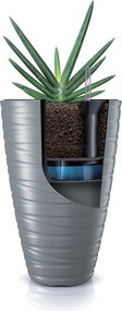 Okrúhly kvetináč s vložkou MAZE šedý kameň