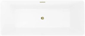 Mexen Tava, voľne stojaca ryhovaná vaňa 170 x 75 cm, biela lesklá, zlatý lesklý prepad, 52851707500-50