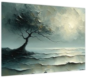 Obraz - Olejomaľba stromu s oceánom (70x50 cm)