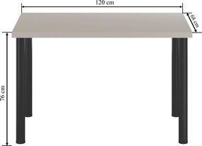 Vintino Jedálenský stôl LUXOR 120 × 68 cm – kašmír / čierne kovové nohy