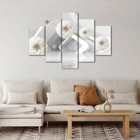Abstraktný obraz s belostnými kvetmi (150x105 cm)
