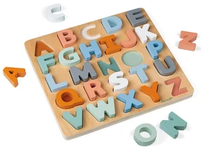 Janod Sweet Cocoon Drevené vkladacie puzzle Abeceda a tabuľka na písanie 26 ks
