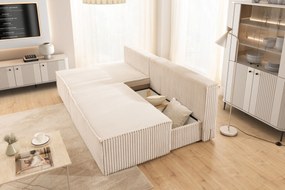 Rozkladacia rohová sedacia súprava Solvero Mini ľavá - svetlobéžový plyš Tilia 01