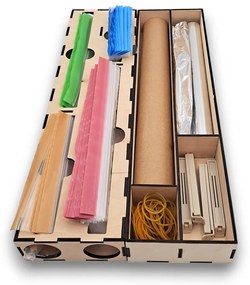 Organizér na fólie/alobal, 4 priehradky do zásuvky, drevený VASKY 13 x 46 cm