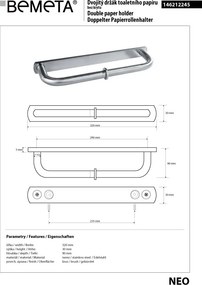 Bemeta Design NEO: Držiak toaletného papiera, dvojitý, nerez - 146212245