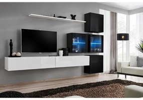 Obývacia stena Switch XIX Sklo +LED Biely/čierna