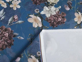 Biante Dekoračný záves TF-061 Kvety na modrom 140x200 cm