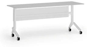 Mobilný stôl PRIMO MOVE, 1800 x 600 mm, biela podnož, sivá