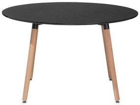 Okrúhly jedálenský stôl ⌀ 120 cm čierna/svetlé drevo BOVIO Beliani