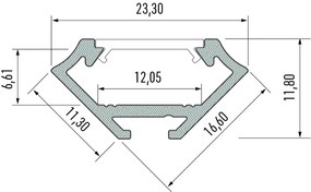 Led-Labs LED profil LUMINES typ C strieborný elox 2,02m