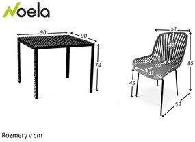 Noela Záhradný jedálenský set Viking M + 4x stolička GABY ružová