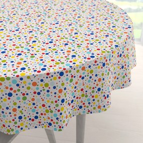 Biante Detský bavlnený okrúhly obrus Sandra SA-006 Farebné bodky na bielom Ø 100 cm