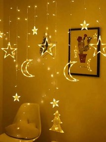 Dekoračná LED girlanda HVIEZDY A MESIACA - 2,5 m - teplá biela