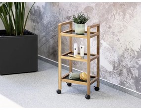 Čierny/v prírodnej farbe kúpeľňový regál z masívu akácie 35x76,5 cm Fondi – Wenko