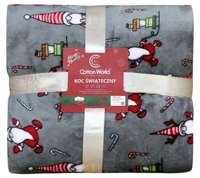 Tmavosivá vianočná mikroplyšová deka CANDY CANE Rozmer: 200 x 220 cm