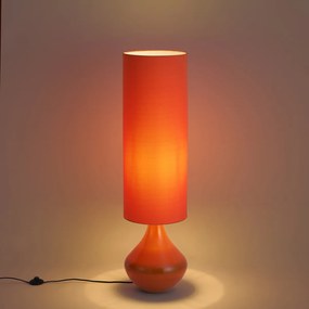 Retro stojaca lampa oranžová s látkovým tienidlom - Mina