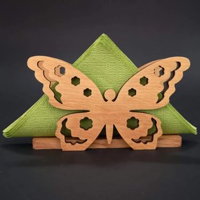 AMADEA Drevený stojanček na obrúsky v tvare motýľa, masívne drevo, 12,5x7,5x3,5 cm