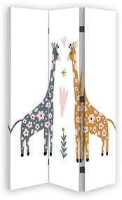 Ozdobný paraván Žirafa Zvířata Akvarel - 110x170 cm, trojdielny, korkový paraván