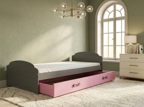 Posteľ LILI 200x90 grafitová - ružová