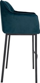 Barová stolička Damaso B - zamat, čierny 4-nohý rám - Zelená
