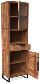 furniture-nabytek.cz - Masívna vitrína Sydney z akáciového dreva, lakovaná, hnedá – 50×45×185 cm