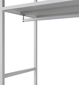 Kancelársky regál otvorený s tyčou na oblečenie, do recepcie a čakárne, kovový, biely, 800x2200x400 mm: ARIEL